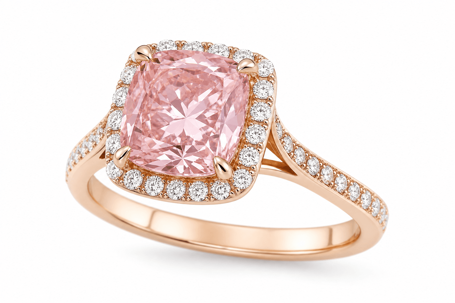 Pink diamond ring, rendered in Aurevia